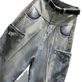 Rivet Net Red Personality Dad Denim Harem Baggy Pants Women