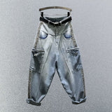 Rivet Net Red Personality Dad Denim Harem Baggy Pants Women