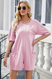 Backless Round Neck Half Sleeve Romper