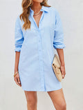 Button Up Long Sleeve Mini Shirt Dress