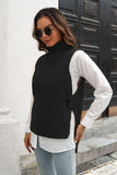 Ribbed Mock Neck Sleeveless Sweater Vest