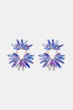 Flower Shape Glass Stone Dangle Earrings