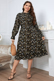 Melo Apparel Plus Size Floral Flounce Sleeve Midi Dress