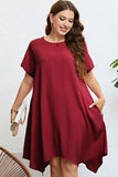 Plus Size Round Neck Handkerchief Hem Dress