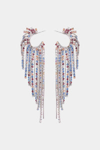 Fringed Rhinestone Zinc Alloy Dangle Earrings