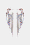 Fringed Rhinestone Zinc Alloy Dangle Earrings