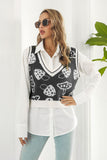 Printed Plunge Neck Sweater Vest