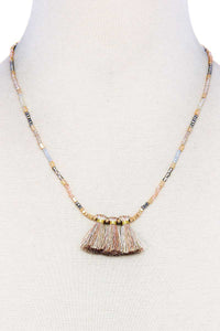 Modern Triple Tassel Beaded Necklace
