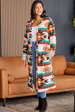 Plus Size Geometric Open Front Longline Cardigan