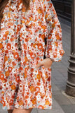 Floral Balloon Sleeve Mini Dress