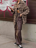 Drop Shoulder Plaid Shacket