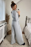 Long Sleeve Round Neck Jumpsuit